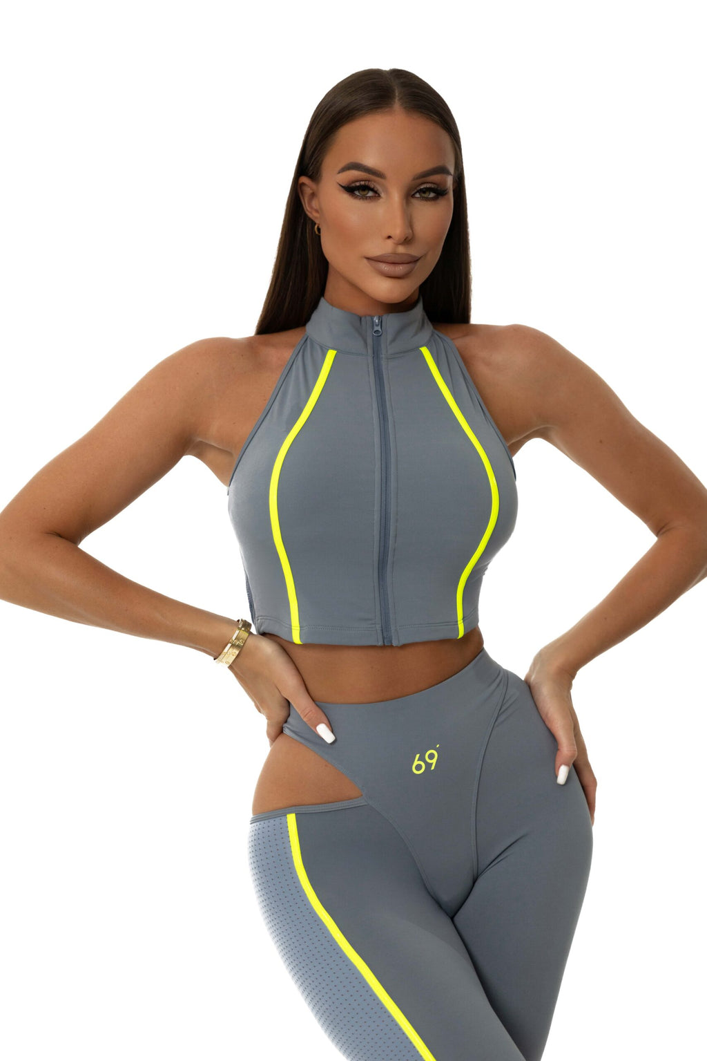 Lime Flash Grey Top